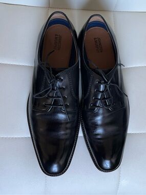 Johnston & Murphy  Black Italian calfskin Plain Toe Derby Shoes 9.5 M
